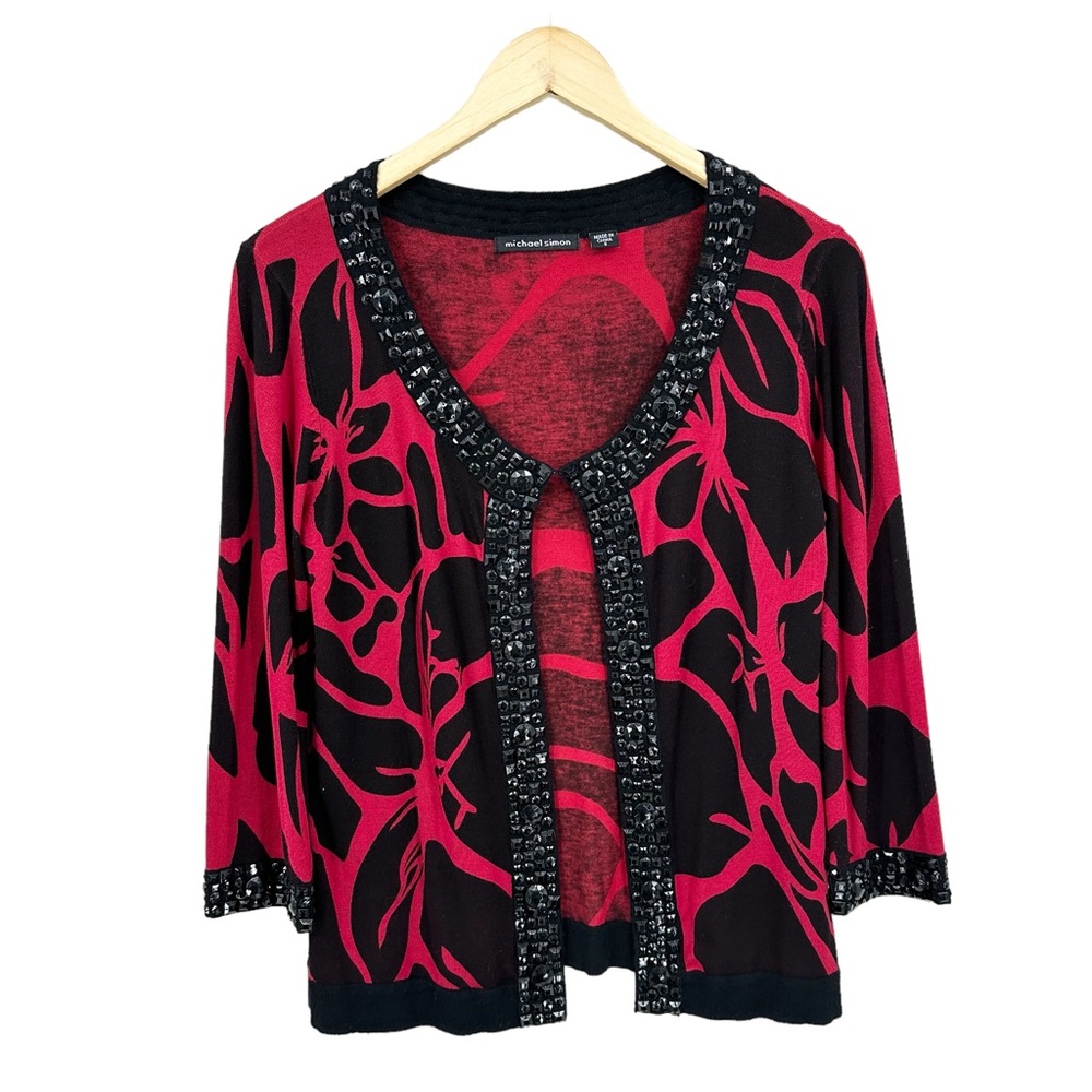 Michael Simon Cardigan Sweater With Gem Embellish… - image 1